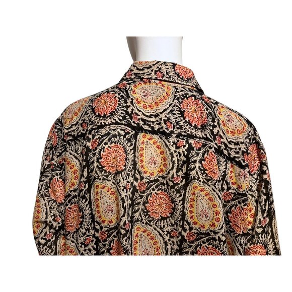 Lauren Ralph Lauren Ruffled Paisley Shirt 2X Oversized Flowy Romantic Preppy - Picture 6 of 11